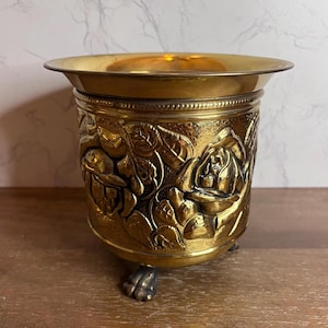 Vintage Brass Footed Planter 6x5.5”