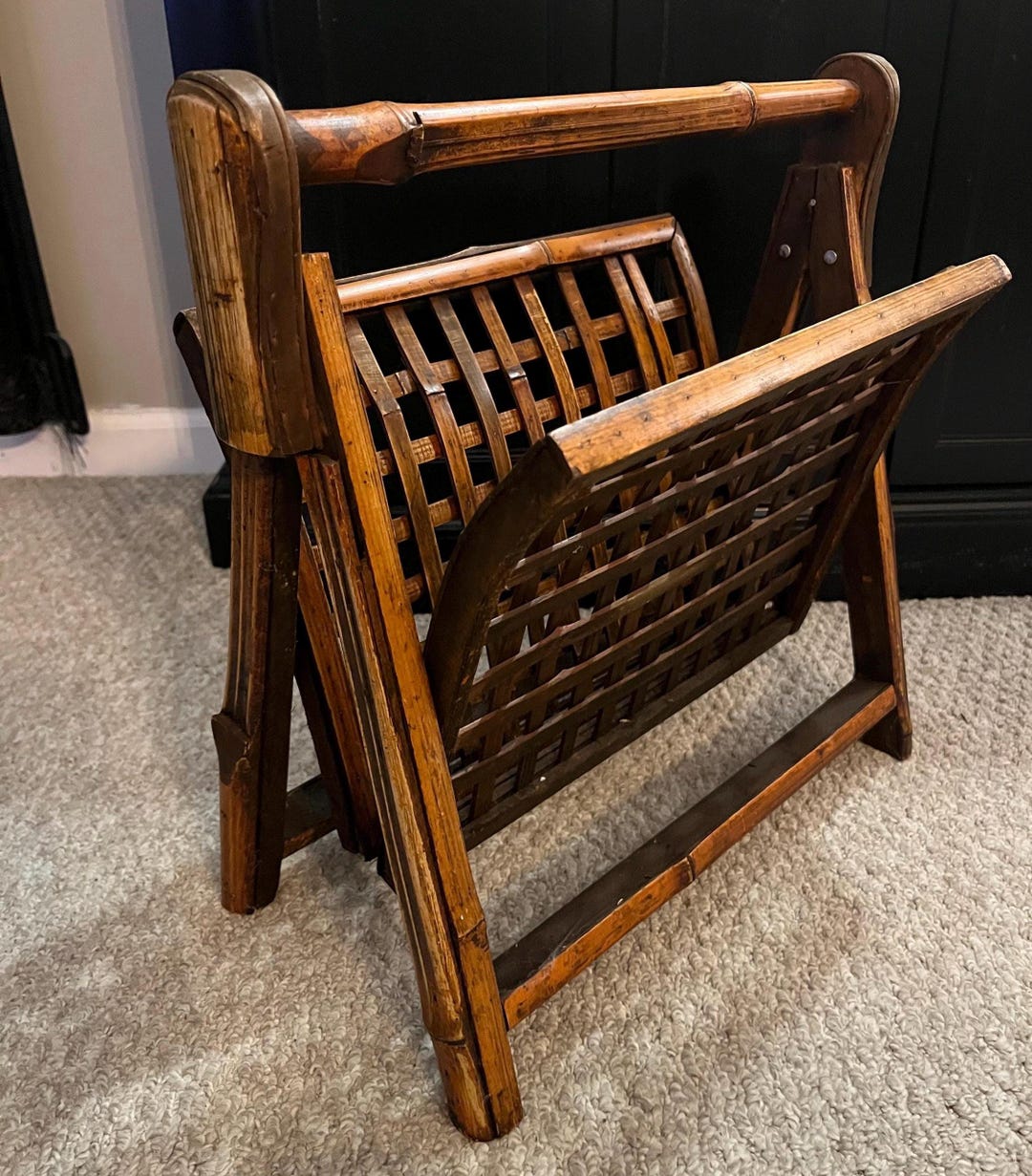 Vintage MCM Folding Bamboo Magazine Rack 8x17x16” - Etsy