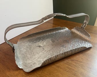Vintage 40s/50's Rodney Kent Hammered Aluminum Tray Floral Design