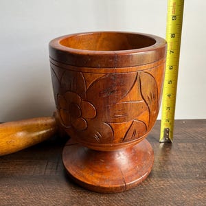 Beautiful Vintage Extra Large Wooden Mortar and Pestle (8x6” Mortar with 9” Pestle)