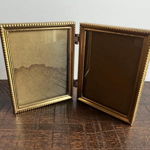 Vintage Brass Double 3x5 Photo Picture Frame