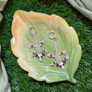Possum Pals, Handmade Beaded Possum Earrings, 14K Gold or Sterling Silver Huggies