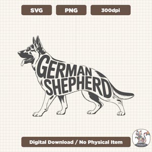 German Shepherd SVG PNG, Dog Breeds, Dog Lover, Gog Vector, Dog T-Shirts, Stickers & More, Dog Silhouette, Dog DIY Projects