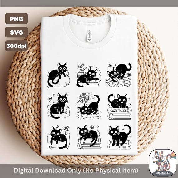 Cat Shirt Design: Cozy Kitten Graphic (SVG, PNG Digital Download)