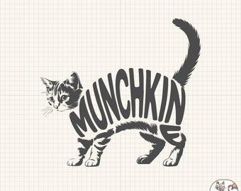 Diseño de gato Munchkin en formato SVG y PNG: Diseño felino para manualidades (descarga digital)