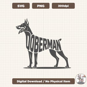 Doberman SVG PNG, Dog Breeds, Dog Lover, Gog Vector, Dog T-Shirts, Stickers & More, Dog Silhouette, Dog DIY Projects, Dog svg png