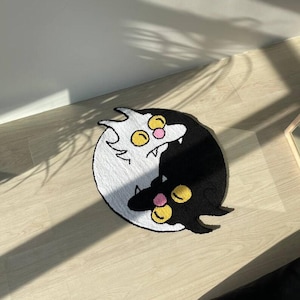 Alfombra de mechones hecha a mano, alfombra personalizada para sala de estar, alfombra de gato que rasca, alfombra inspirada en dibujos animados