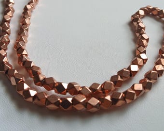Copper Cube Beads - diamond cut