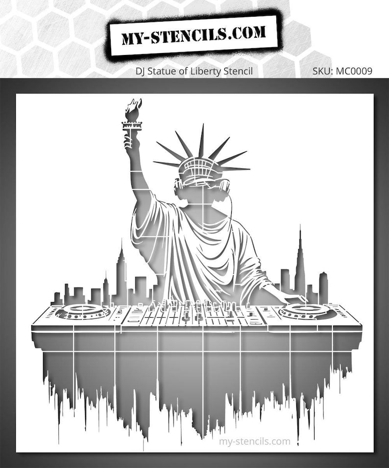 DJ Statue of Liberty Stencil – Urban Street Art Template for Walls ...