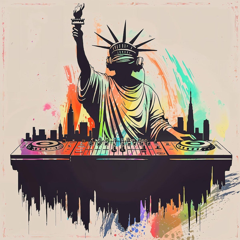 DJ Statue of Liberty Stencil – Urban Street Art Template for Walls ...