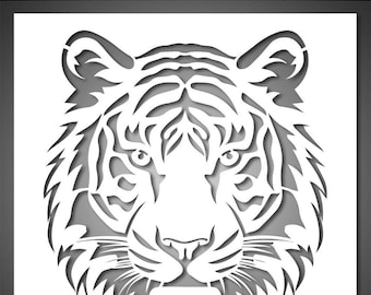 Tiger Head Stencil – Wild Animal Template for DIY Wall Art, Canvas, and Jungle-Inspired Decor