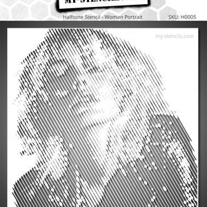 Rock Woman Stencil – Halftone Portrait Stencil for Wall Art, DIY Décor & Painting – Reusable Pop Art Template
