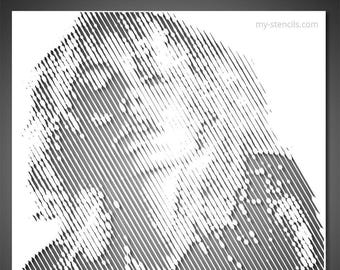 Rock Woman Stencil – Halftone Portrait Stencil for Wall Art, DIY Décor & Painting – Reusable Pop Art Template