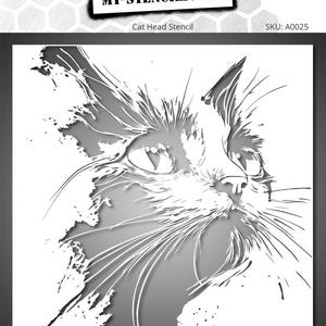 Cat Face Stencil – Feline Head Template for DIY Wall Art, Canvas & Pet-Inspired Decor