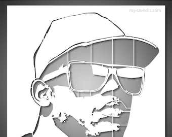 Cap Man Portrait Stencil – Urban Male Face for Wall Art, Canvas, DIY Street Art, Reusable Mylar Template