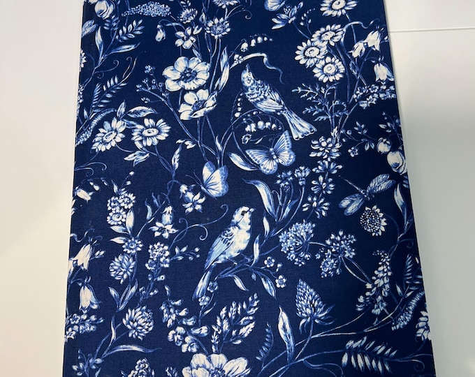 Large Notepad - Blue and White Bird Print