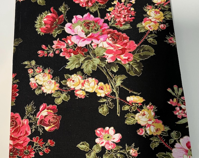 Large Notepad - Black and Pink Floral Print