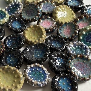 Handmade Ceramic Sensory Stone | Tactile Ocean Glaze Worry Stone, Desk Companion