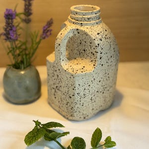 Handmade Stoneware Milk Jug Vase: Glazed Ceramic Pottery