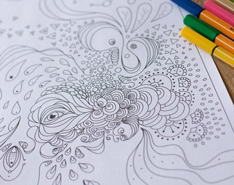 Coloriage adulte | Téléchargement immédiat I Feuille de coloriage à imprimer I Dessin à colorier