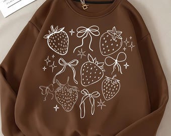 Erdbeer collage Bogen Sommer Frühling Grand Millennial Obst Png Digital Design Garten Trendy Minimalist Sweatshirt Pflanzenliebhaber Cottage Kern