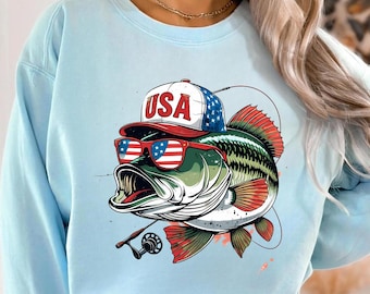 Funny Fish Bass American Flag Fishing Fisherman 4th of July png,Funny Bass Fish PNG, 4th Of July Png, Sarcastic Fisherman png