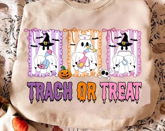 Respiratory Therapist Ghost Halloween, RT Nurse Steam, Trach or Treat Tee, Funny RT Rrt Tee, Respiratory Therapist Stuff, RT Nurse