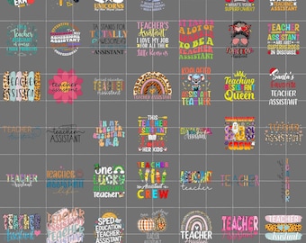 50+ File Teacher Assistant PNG Bundle, Teacher PNG, Cute Teacher Assistant, Leopard Pattern Rainbow, Back To School, Sublimation PNG