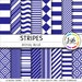 Stripes Digital Paper, Royal Blue, Blue, White, Stripes, Nautical, Digital Paper, Digital Download, Scrapbook Paper, Digital Paper Pack