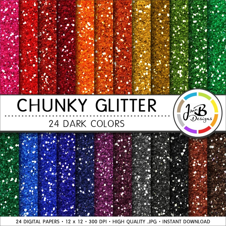 Glitter Digital Paper Glitter Paper Scrapbook Paper Chunky Etsy