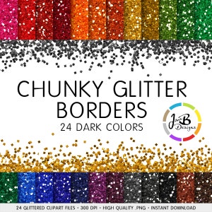 Chunky Glitter Borders Clip Art: Glitter Clip Art, Glitter Border Clip Art, Clipart Digital Border, Glitter Overlay