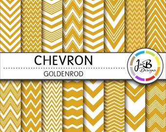 Chevron Digital Paper, Goldenrod, Yellow, White, Chevron, Zig Zag, Digital Paper, Digital Download, Scrapbook Paper, Digital Paper Pack