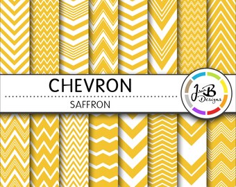 Chevron Digital Paper, Saffron, Yellow, White, Chevron, Zig Zag, Digital Paper, Digital Download, Scrapbook Paper, Digital Paper Pack