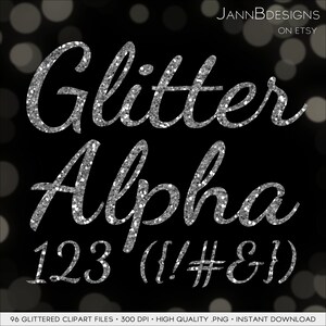 Bundle PNG Silver Glitter Letters, Sparkle Clip Art, Letters Alphabet  Numbers, Instant Download Files, Gray Silver Leaf, Blundle Glitter 3GB 