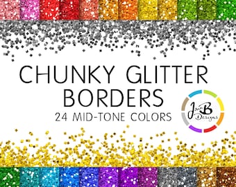 Chunky Glitter Borders Clip Art: Glitter Clip Art, Glitter Border Clip Art, Clipart Digital Border, Glitter Overlay