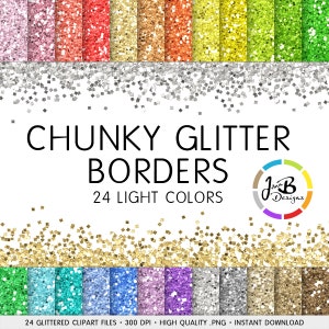 Chunky Glitter Borders Clip Art: Glitter Clip Art, Glitter Border Clip Art, Clipart Digital Border, Glitter Overlay