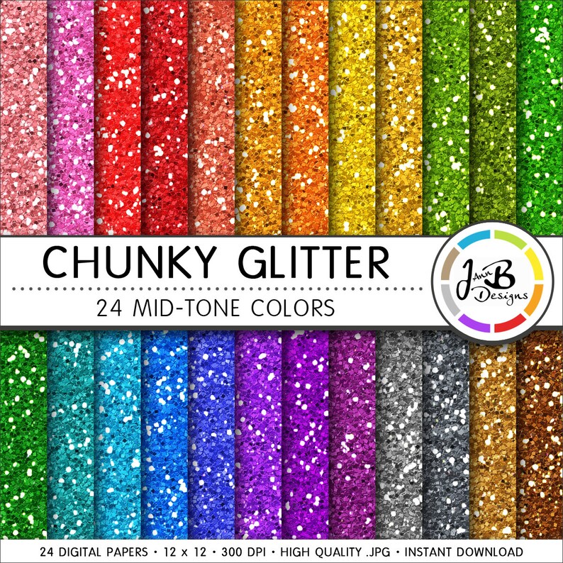 Glitter Digital Paper Glitter Paper Scrapbook Paper Chunky Etsy