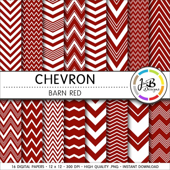 Chevron Digital Paper Barn Red Red Red And White Chevron Etsy