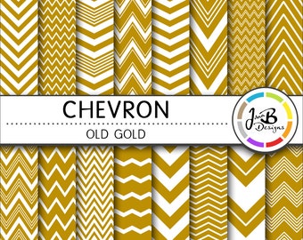 Chevron Digital Paper, Old Gold, Yellow, White, Chevron, Zig Zag, Digital Paper, Digital Download, Scrapbook Paper, Digital Paper Pack