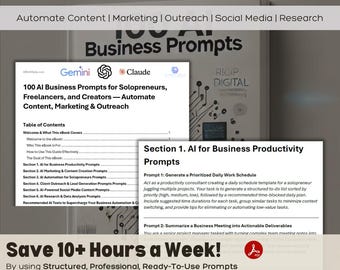 100 AI Business Prompts for Freelancers, Solopreneurs (PDF Download)