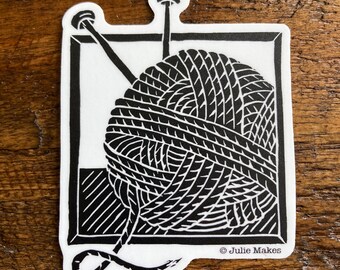 Knitting Time | Sticker | Linocut
