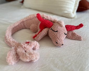 Crochet Dragon Plushie - Custom Sleeping Dragon Cuddle Toy