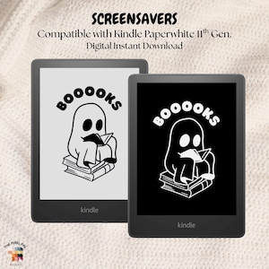 BOOOOKS Ghost Kindle Screensaver – Light & Dark Modes | Halloween Reading Wallpaper | Kindle Paperwhite 11th Gen