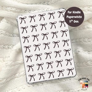 Kindle Paperwhite Clear Case Insert – Black Bow Pattern Printable | Digital Download