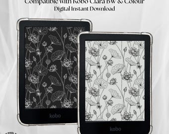 Botanical Kobo Clara Screensaver Pack | 4 Digital Wallpapers for Color, B&W Models