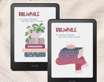 Bibliophile Kindle Colorsoft Screensaver Set | Cozy Book Lover Digital Wallpapers