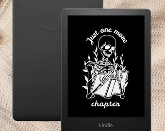Just One More Chapter - Skeleton Kindle Paperwhite-screensaver – alleen donkere modus