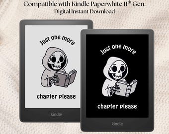 Grim Reaper Kindle Paperwhite screensaverset – Grappige eReader-achtergrond in donkere en lichte modus