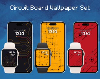 Circuit Board Wallpaper Set - Tech-Inspired iPhone and Apple Watch Backgrounds - Digital Download