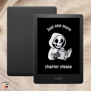 Dark Mode Grim Reaper Kindle Screensaver – Funny Skeleton Wallpaper for Kindle Paperwhite